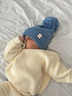 Pom Beanie - Denim Blue