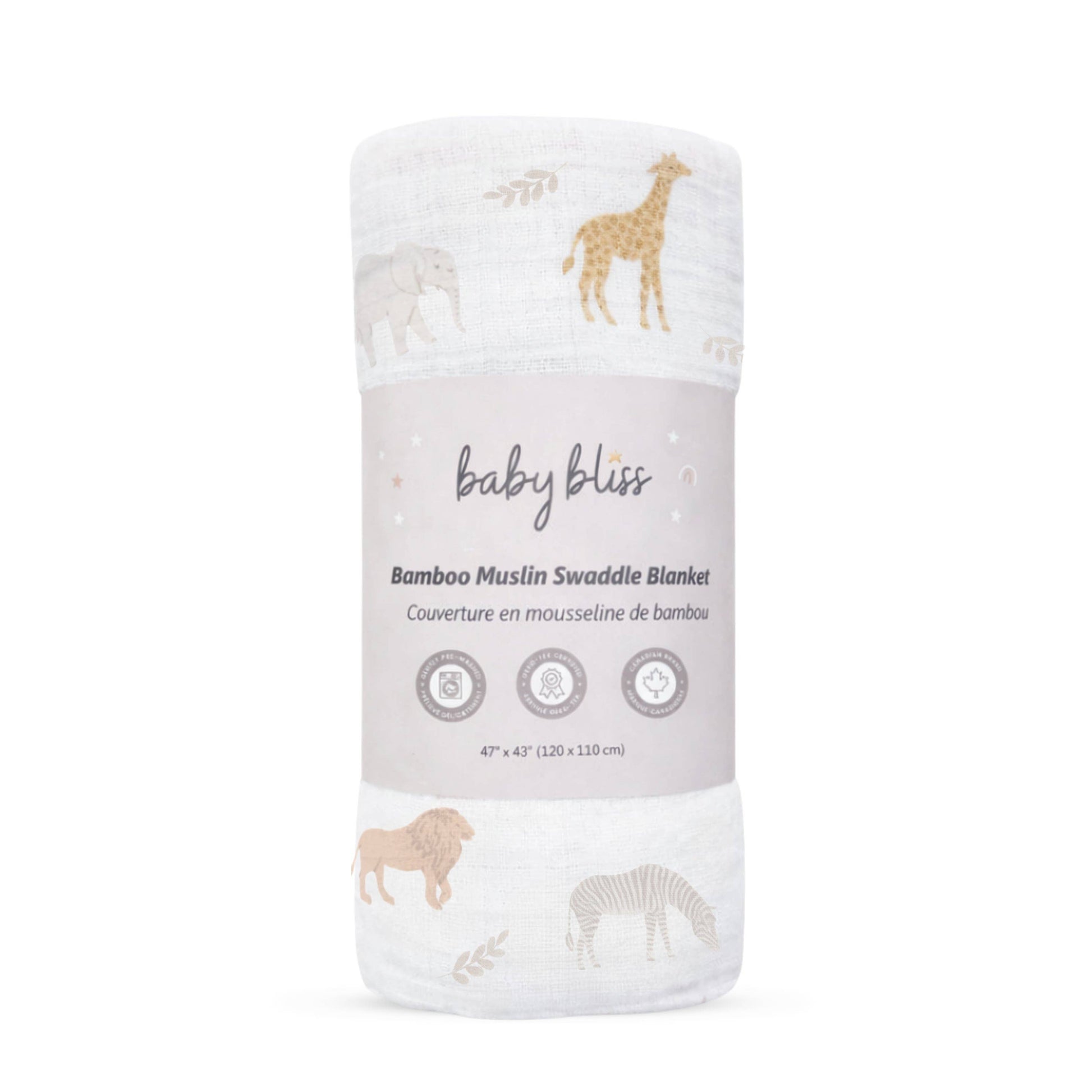 Bamboo Muslin Swaddle - Safari Snuggles