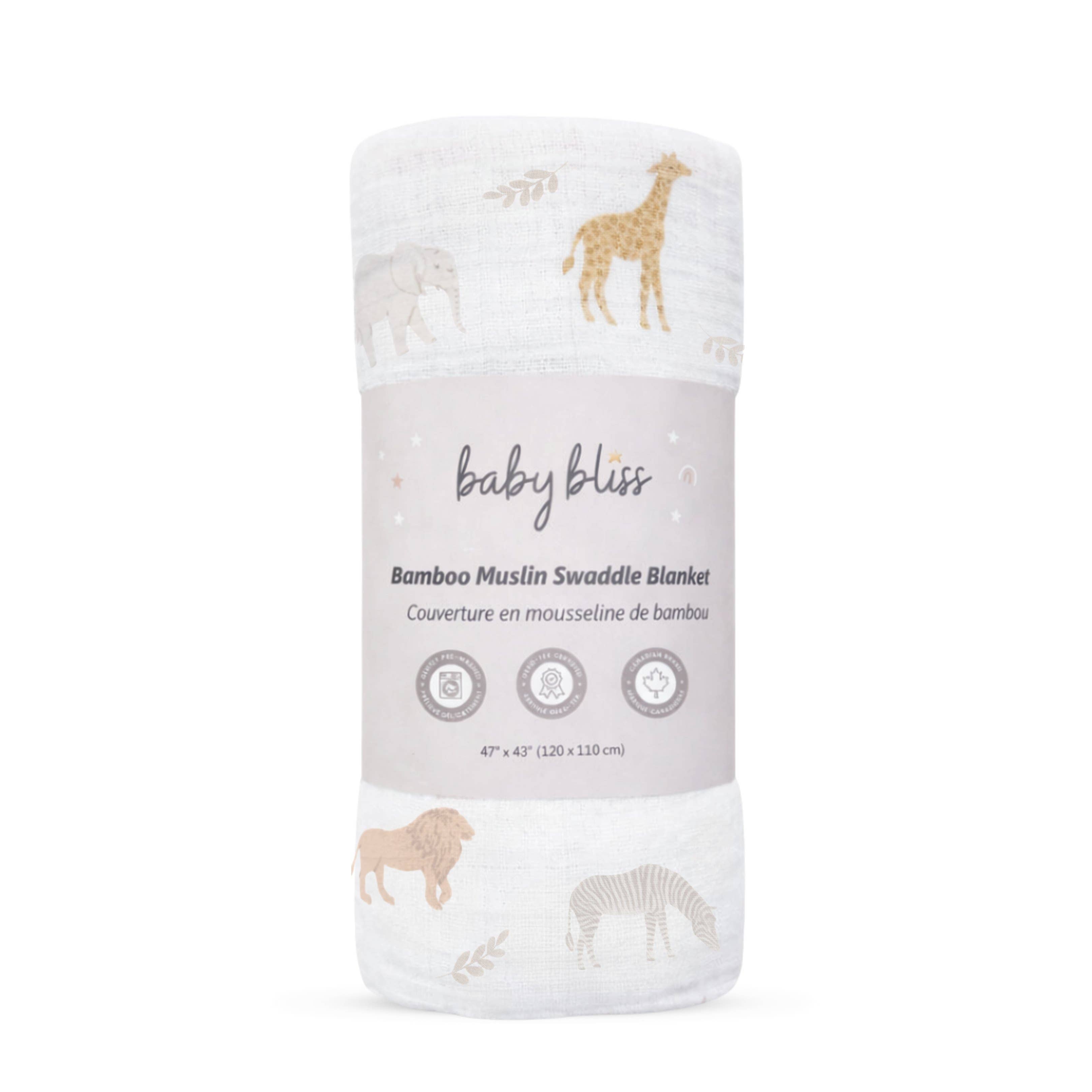 Bamboo Muslin Swaddle - Safari Snuggles