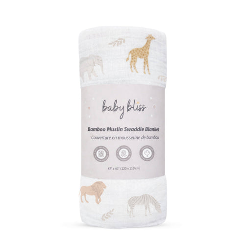 Bamboo Muslin Swaddle - Safari Snuggles