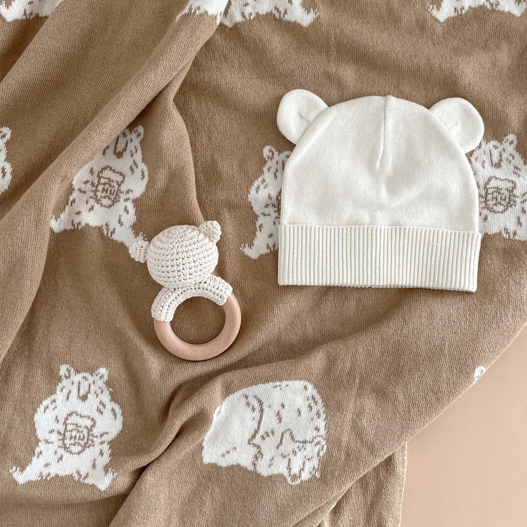 Bear Gift Set - Blanket + Hat + Rattle