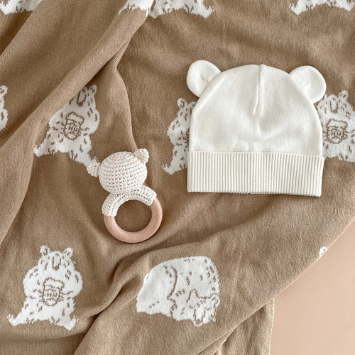 Bear Gift Set - Blanket + Hat + Rattle