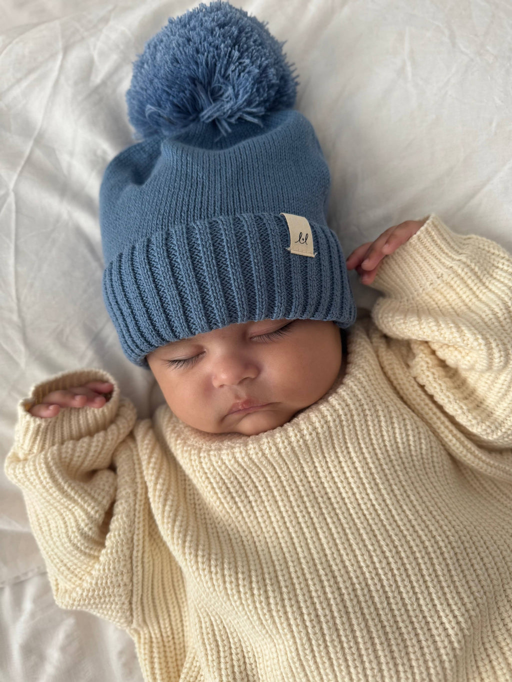 Pom Beanie - Denim Blue