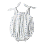 Tie Shoulder Bubble Romper - Blue Vines