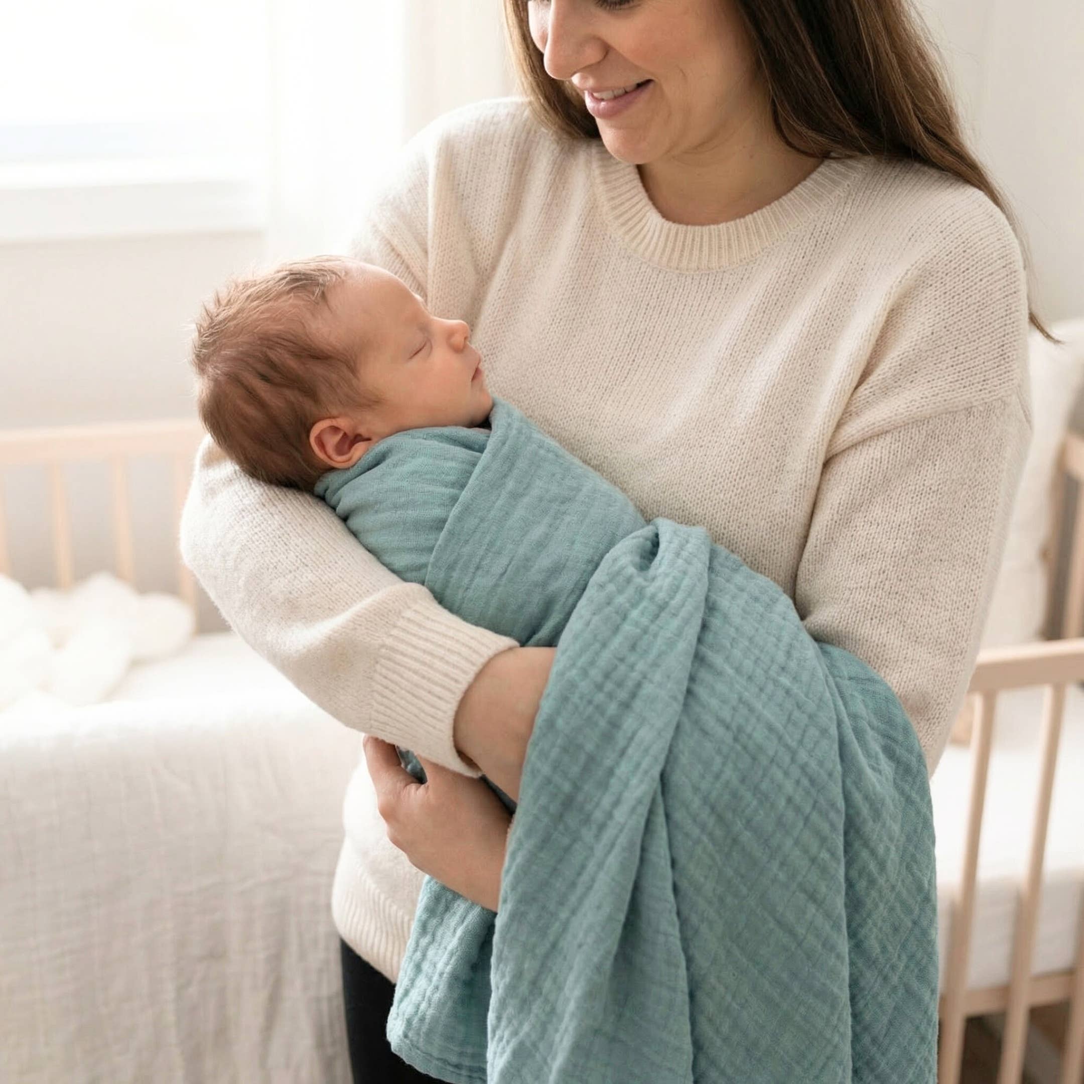 Bamboo Muslin Swaddle - Slate Blue