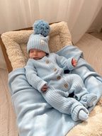 Sleepy Knit Jumpsuit - Powder Blue