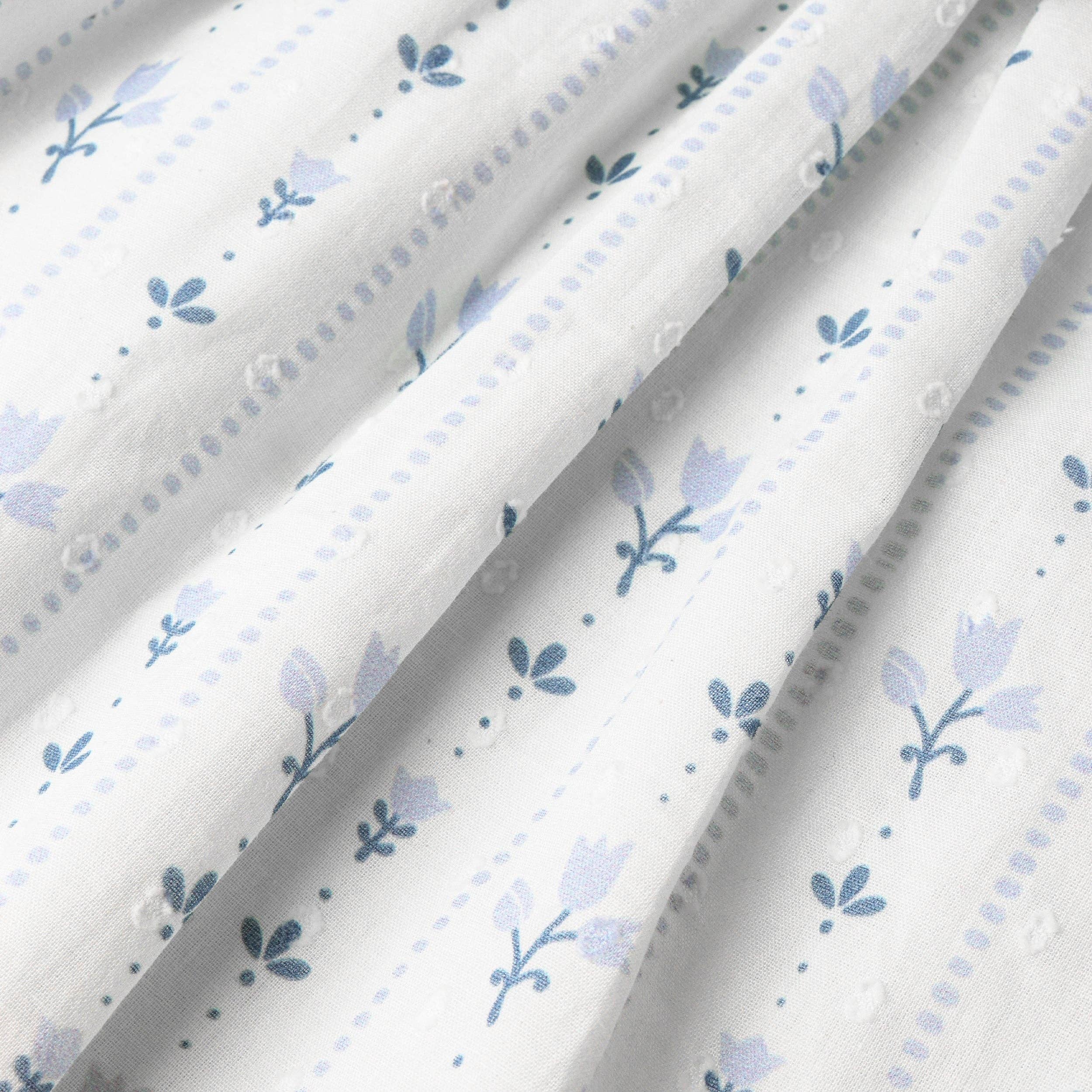 Hair Bow Clip - Blue Vines