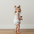 Tie Shoulder Bubble Romper - Blue Vines