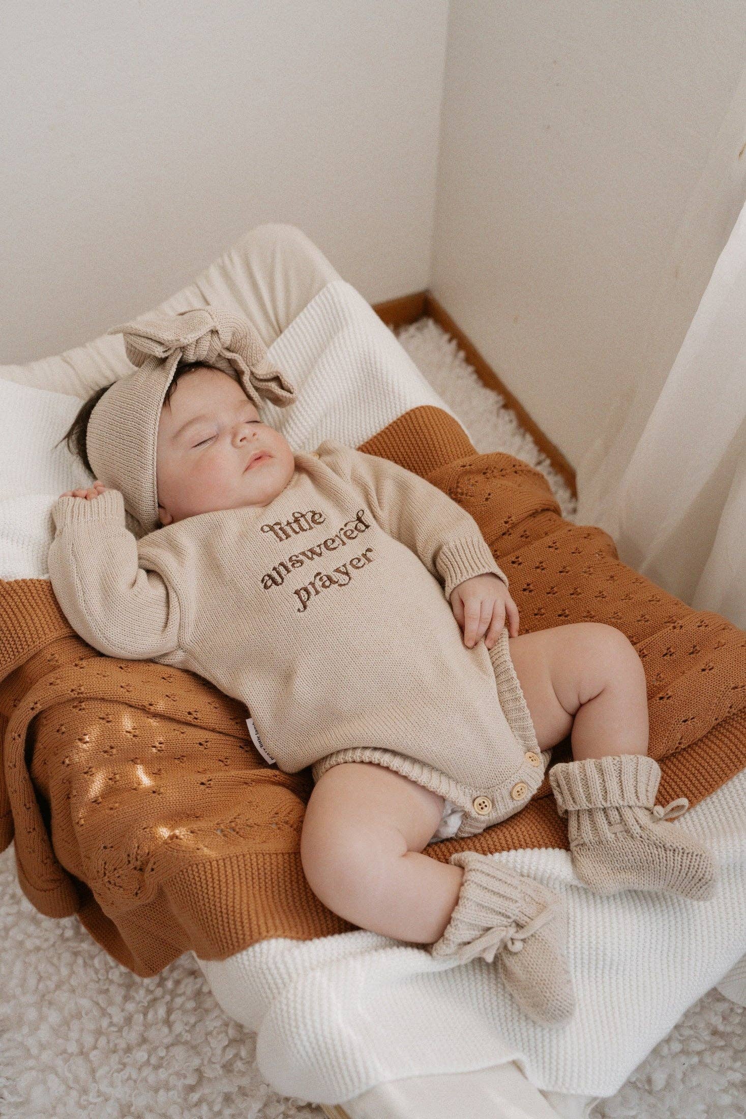 Answered Prayer Embroidered Romper - Headband Bundle