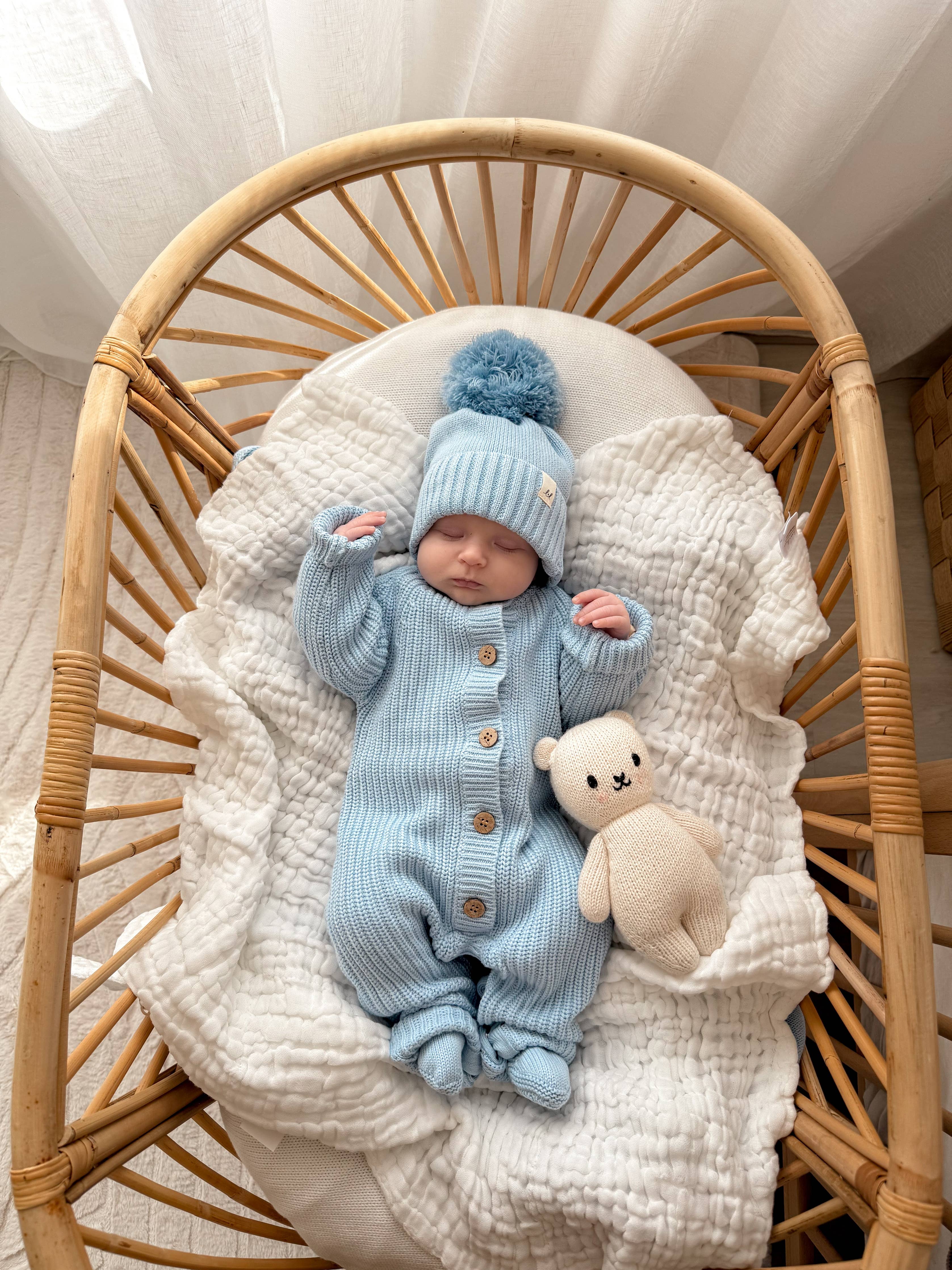 Sleepy Knit Jumpsuit - Powder Blue