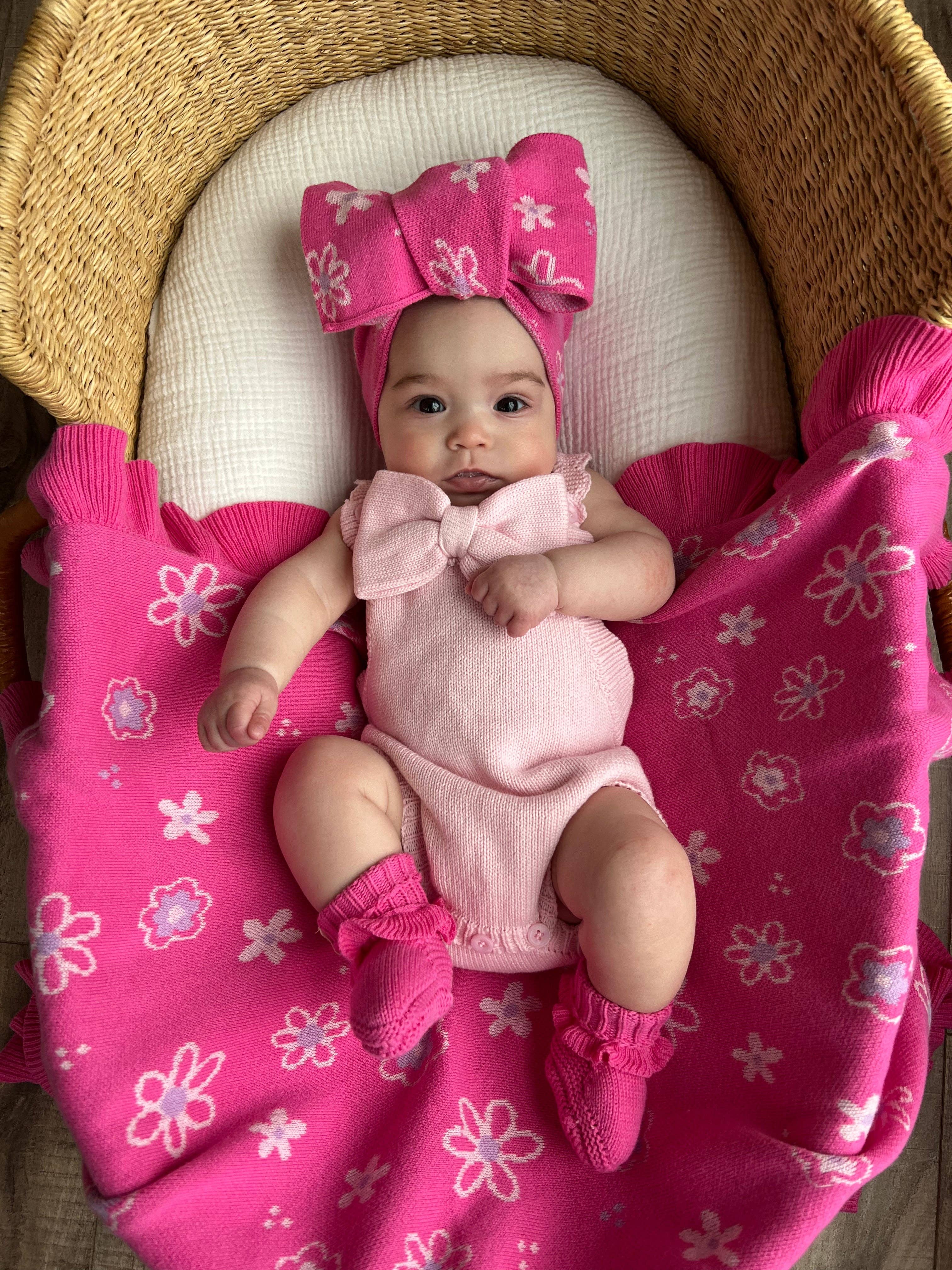 Wildflower Dreams Ruffle Blanket - Peony Pink