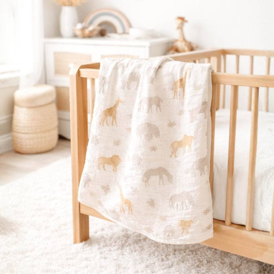 Bamboo Muslin Swaddle - Safari Snuggles