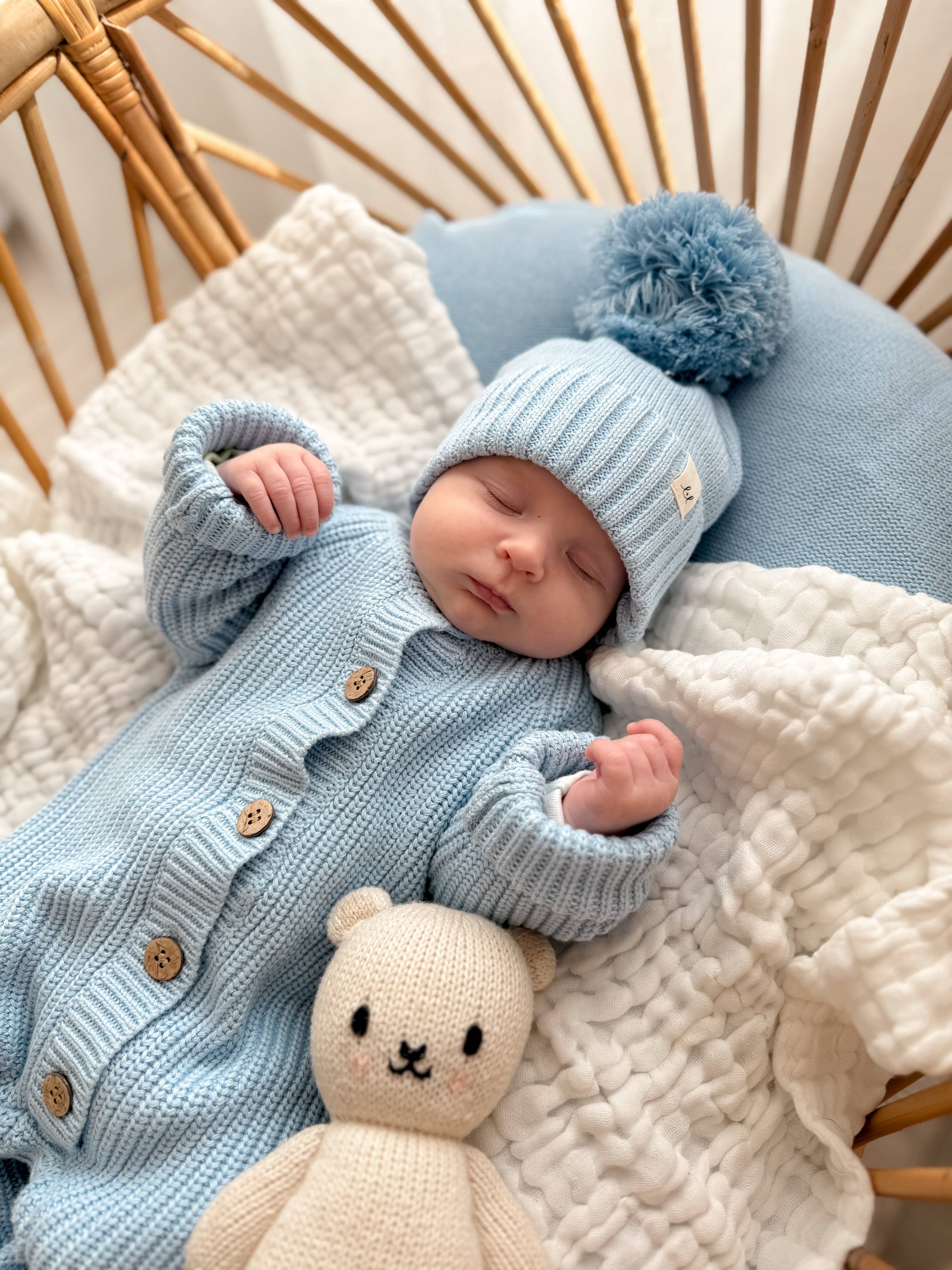 Sleepy Knit Jumpsuit - Powder Blue