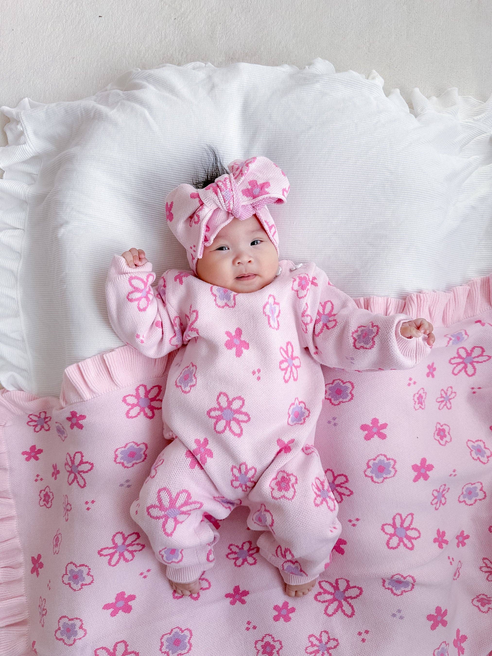 Wildflower Dreams Ruffle Blanket - Powder Pink