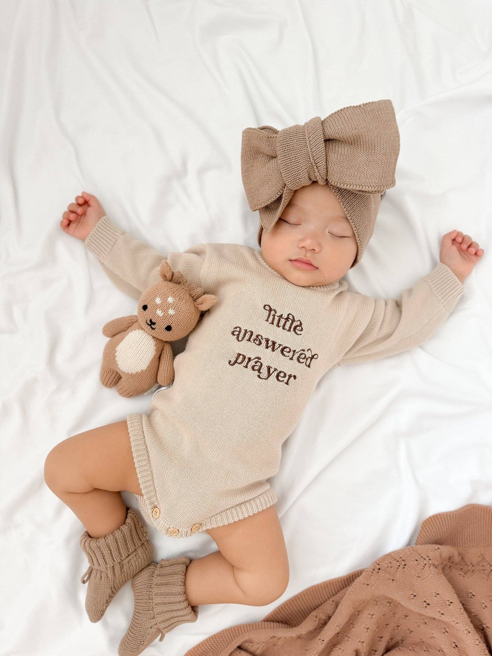 Answered Prayer Embroidered Romper - Headband Bundle
