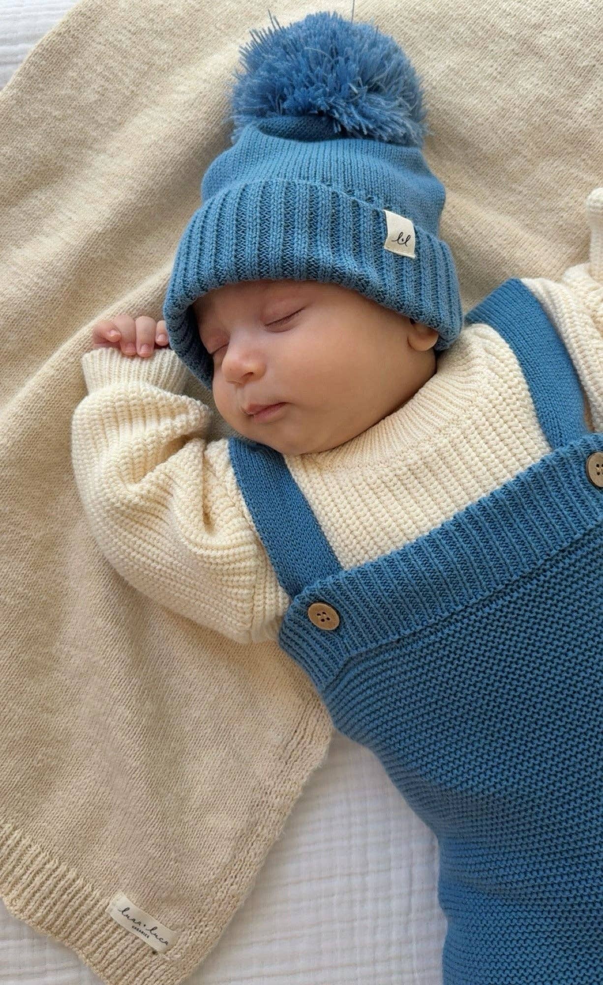 Pom Beanie - Denim Blue